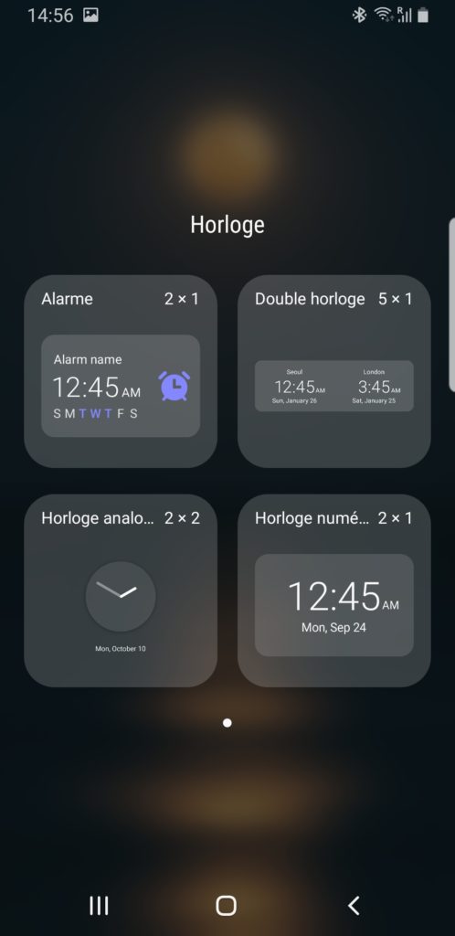 differents widgets horloge android