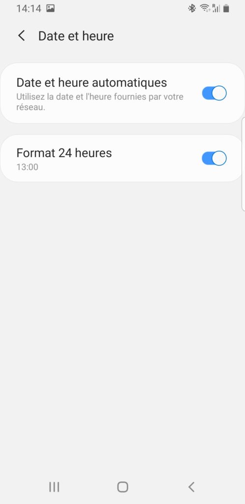 changer date et heure android