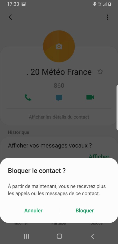bloquer contact téléphone android